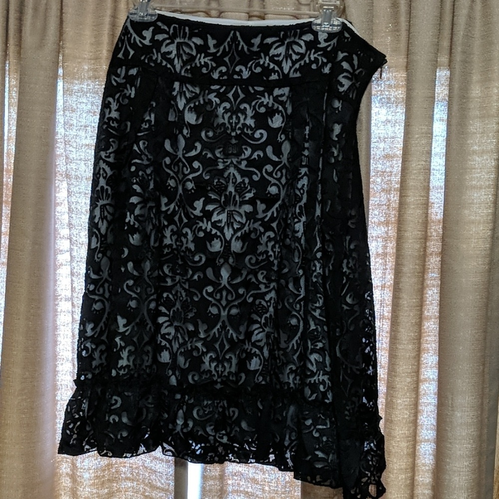 Black lace overlay skirt with ruffle hem